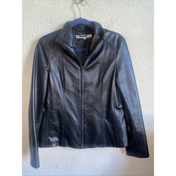 Vintage Wilsons Jacket Women M Black Leather Biker Western Mob Y2K 90s Grunge - Picture 1 of 11